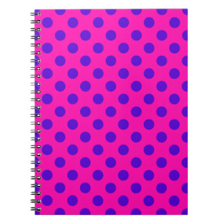 Caderno Espiral Bolinhas azuis na fúcsia