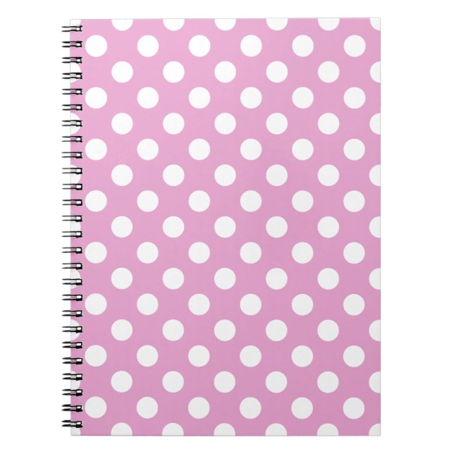 Caderno Espiral Bolinhas brancas a rosa pálido (Frente)