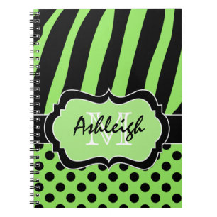 Caderno Espiral Bolinhas brancas brancas e brancas com risca preta