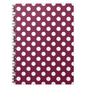 Caderno Espiral Bolinhas brancas em burgundy