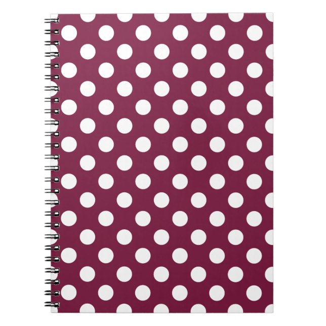 Caderno Espiral Bolinhas brancas em burgundy (Frente)
