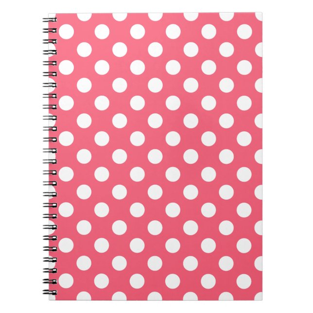 Caderno Espiral Bolinhas brancas em coral (Frente)