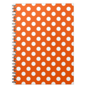 Caderno Espiral bolinhas brancas em laranja