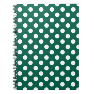Caderno Espiral bolinhas brancas em verde-sábio