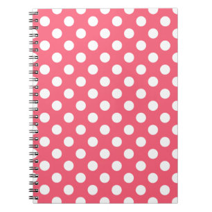 Caderno Espiral Bolinhas brancas no coral