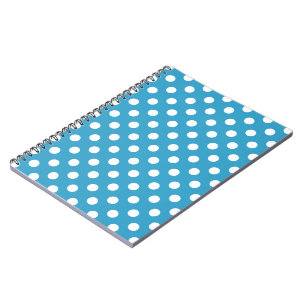 Caderno Espiral Bolinhas brancas no fundo azul de peacock