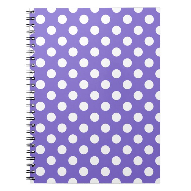 Caderno Espiral Bolinhas brancas no periwinkle (Frente)