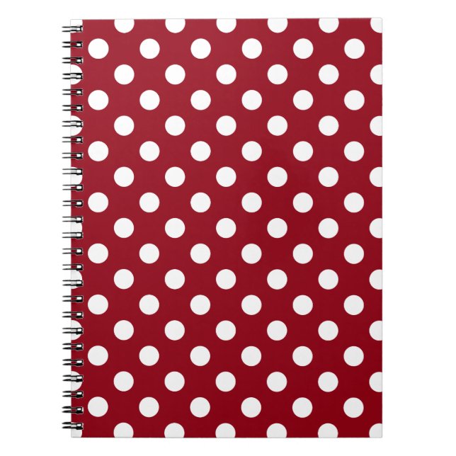 Caderno Espiral Bolinhas brancas no vermelho Crimson (Frente)