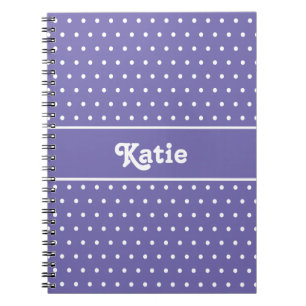 Caderno Espiral Bolinhas Chic - Roxo e Branco - Nome Personalizado