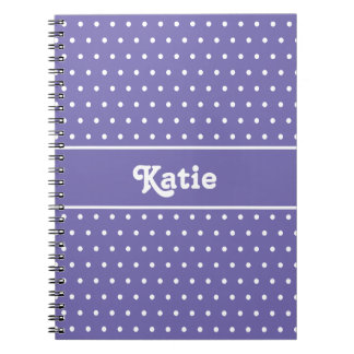 Caderno Espiral Bolinhas Chic - Roxo e Branco - Nome Personalizado