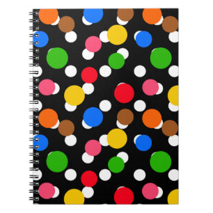 Caderno Espiral Bolinhas coloridas em fundo preto