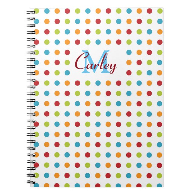 Caderno Espiral Bolinhas com várias cores personalizadas (Frente)