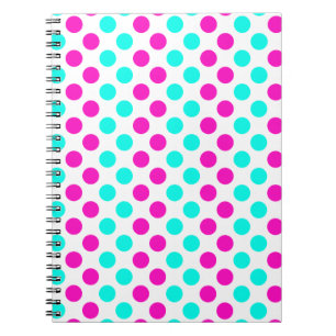 Caderno Espiral Bolinhas cor-de-rosa e azuis