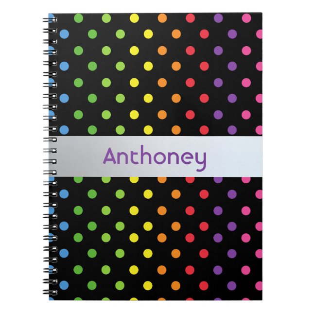 Caderno Espiral Bolinhas Cor-de-Rosa Turquesa Verde Personalizada (Frente)