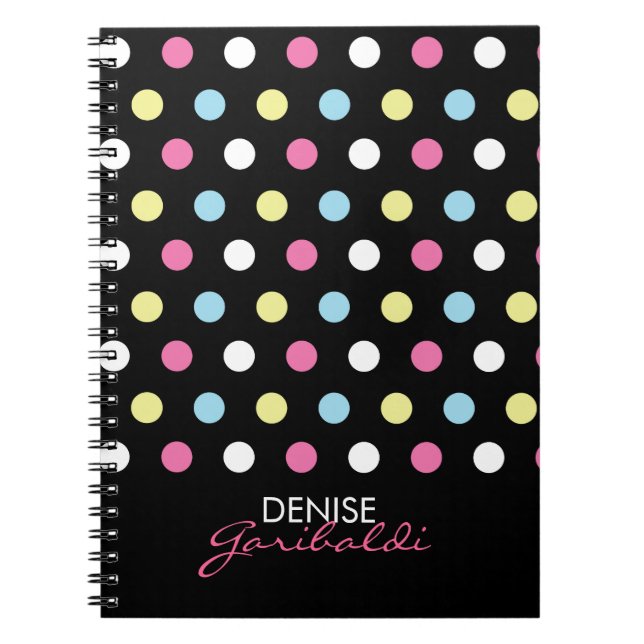 Caderno Espiral Bolinhas de néon modernas à moda personalizadas (Frente)