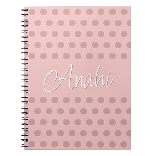Caderno Espiral Bolinhas Dourada personalizada (Frente)
