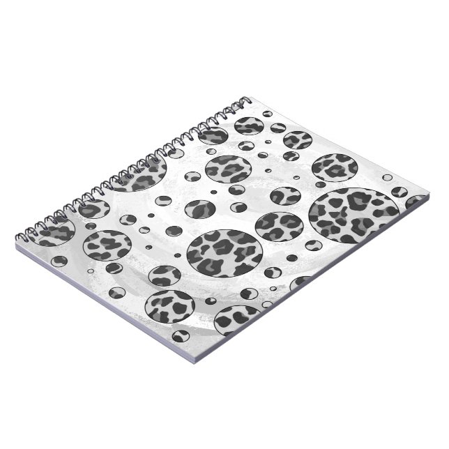 Caderno Espiral Bolinhas Leopardo Preto e Branco (Left Side)