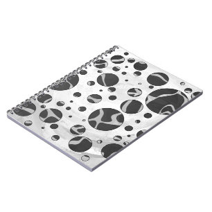 Caderno Espiral Bolinhas Negra e Cinza Leve da Giraffe