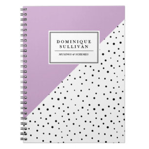 Caderno Espiral Bolinhas Negras Blush Padrão do Abtrato Lilático