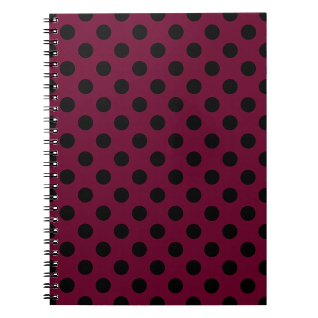 Caderno Espiral Bolinhas negras com burgundy (Frente)