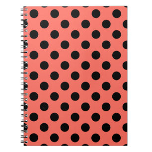 Caderno Espiral Bolinhas negras de coral vivo