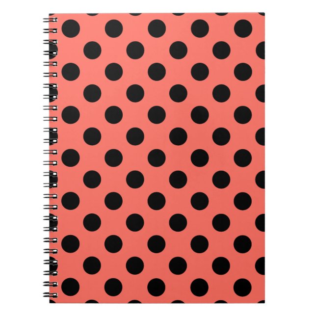 Caderno Espiral Bolinhas negras de coral vivo (Frente)