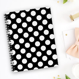 Caderno Espiral Bolinhas Pretas e Brancas, Padrão de Bolinhas