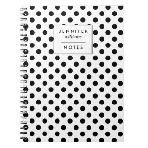Caderno Espiral Bolinhas Pretas e Brancas Personalizadas