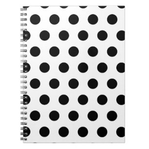 Caderno Espiral Bolinhas Pretas e Brancas Personalizadas