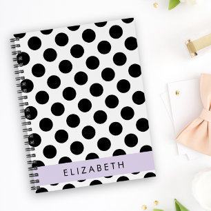 Caderno Espiral Bolinhas Pretas e Brancas, Pontas, Seu Nome