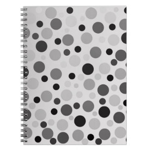 Caderno Espiral Bolinhas Pretas E Cinzas,