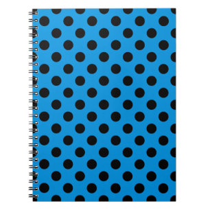 Caderno Espiral bolinhas pretas em azul-céu