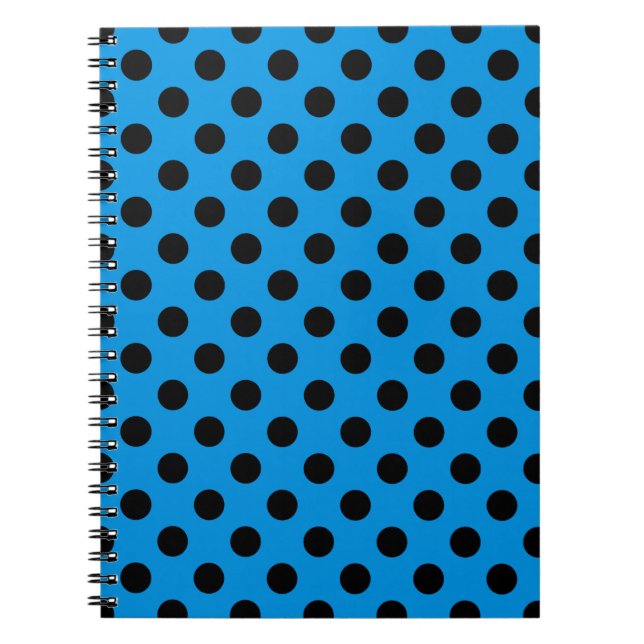 Caderno Espiral Bolinhas pretas em azul-céu (Frente)