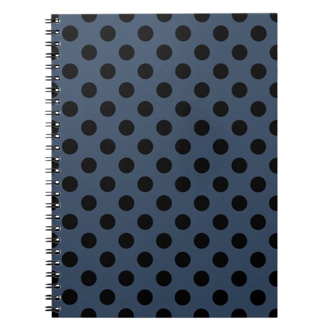 Caderno Espiral Bolinhas pretas em azul-cinza (Frente)