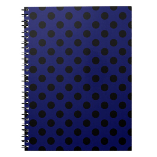 Caderno Espiral Bolinhas pretas em azul marinho (Frente)