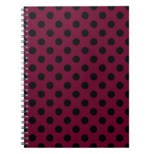 Caderno Espiral Bolinhas pretas em Borgonha