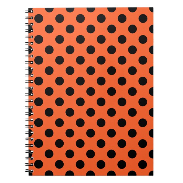 Caderno Espiral Bolinhas pretas em laranja (Frente)