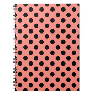 Caderno Espiral bolinhas pretas em pêssego