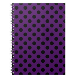 Caderno Espiral Bolinhas pretas em roxo de ameixa