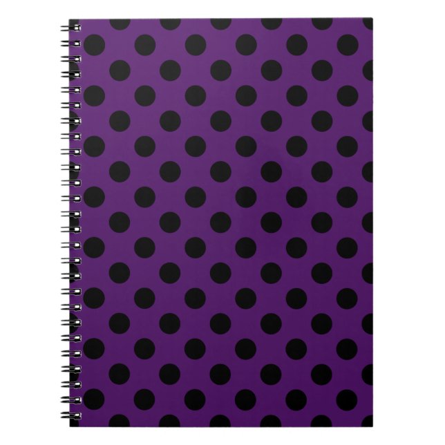 Caderno Espiral Bolinhas pretas em roxo de ameixa (Frente)