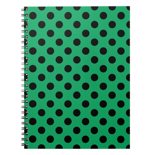 Caderno Espiral Bolinhas pretas em verde fresco (Frente)