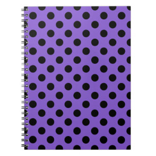 Caderno Espiral Bolinhas pretas na lavanda