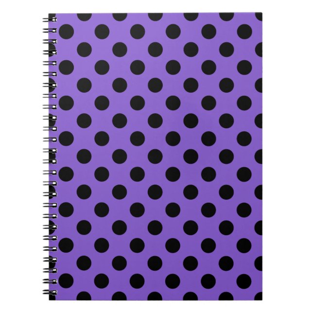 Caderno Espiral Bolinhas pretas na lavanda (Frente)