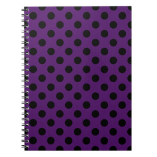 Caderno Espiral Bolinhas pretas no roxo da ameixa