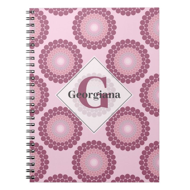Caderno Espiral Bolinhas Radiante Dusky Personalizado Rosa Mandala (Frente)