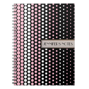 Caderno Espiral Bolinhas rosa Cameo e branca
