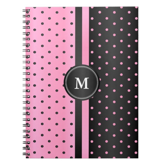 Caderno Espiral Bolinhas rosa e pretas (Frente)