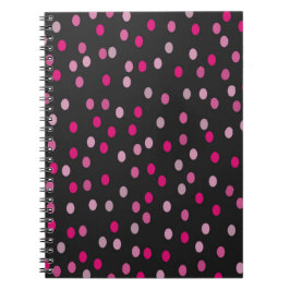 Caderno Espiral Bolinhas rosa em preto