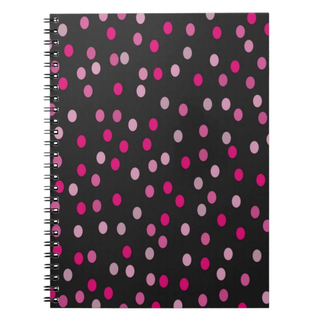 Caderno Espiral Bolinhas rosa em preto (Frente)