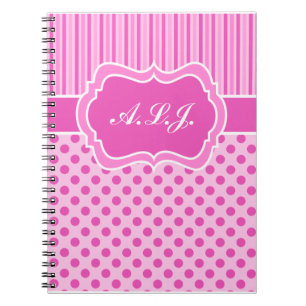 Caderno Espiral Bolinhas rosa personalizadas, riscadas brancas